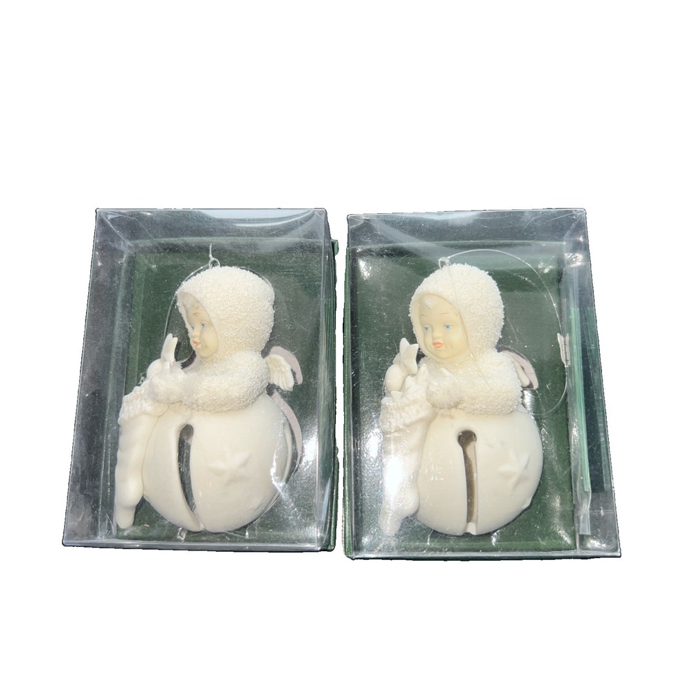 Set Of 2 Dept 56 Snowbabies Stars in My Stocking Jinglebaby Bell Ornament 68683